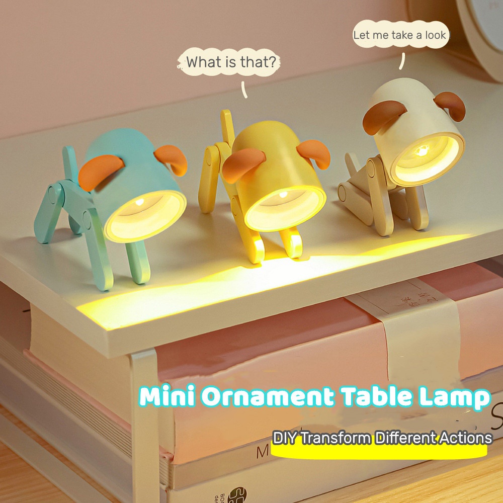 Đèn Ngủ Để Bàn Mini Bằng Silicon Mềm Hình Chú Chó Hoạt Hình Dễ Thương Có Thể Điều Chỉnh Trang Trí Phòng Ngủ / Phòng Kh