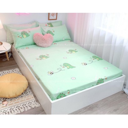 Ga Trải Giường Bọc Đệm,Drap 1m4x2m đệm dày 15cm,có chọn mẫu-khủng long bơ