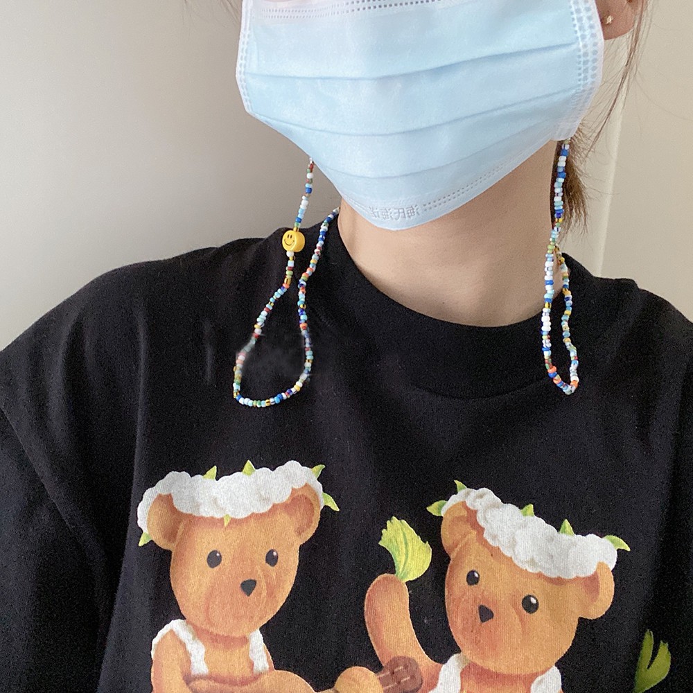 Dây Đeo Giữ Khẩu Trang Chống Trượt Dạng Chuỗi Hạt Nhiều Màu Sắc Cho Nữ