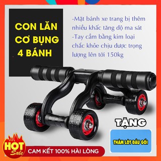 [❤️TẶNG THẢM LÓT ĐẦU GỐI❤️] Con Lăn Tập Cơ Bụng 4 Bánh Cao Cấp Đa Năng Tại Nhà Tiện Lợi Cho Nam Nữ