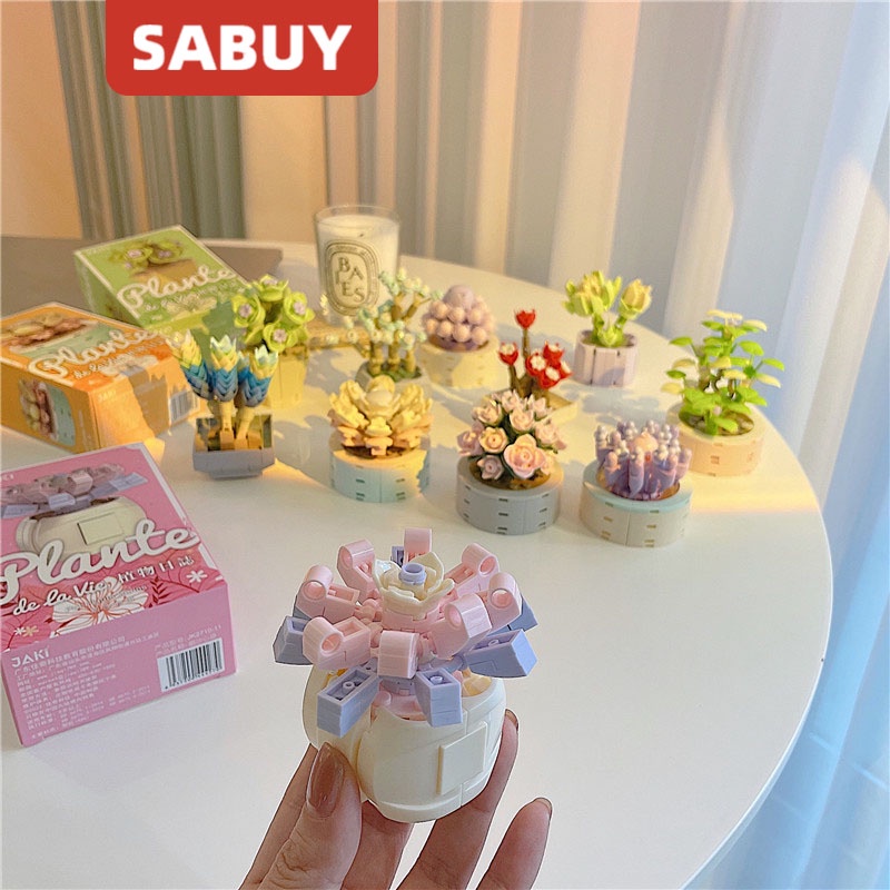Bộ Đồ Chơi Lắp Ráp Mô Phỏng Bó Hoa 12 Màu Tùy Chọn Sáng Tạo Trang Trí Bàn Làm Việc Cho Trẻ Em