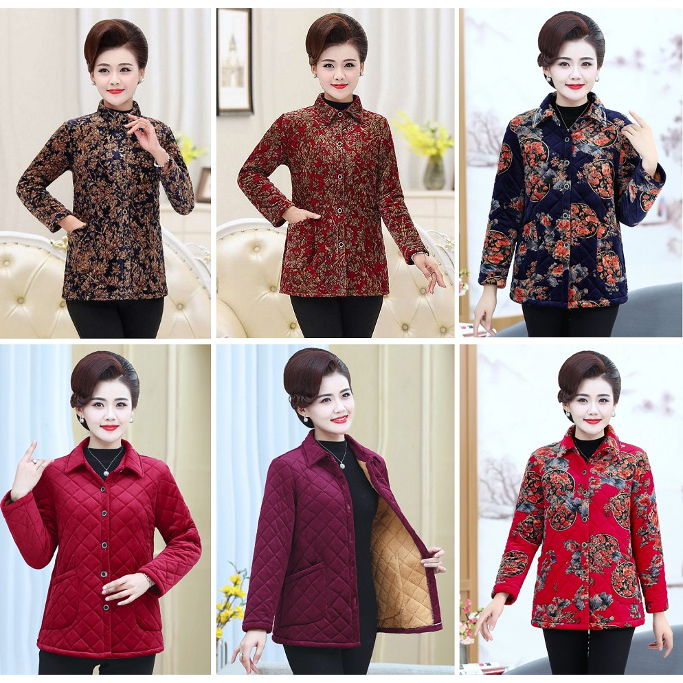 Áo khoác nữ 💖FREESHIP💖 Áo khoác nhung lót lông nữ trung niên dáng trung