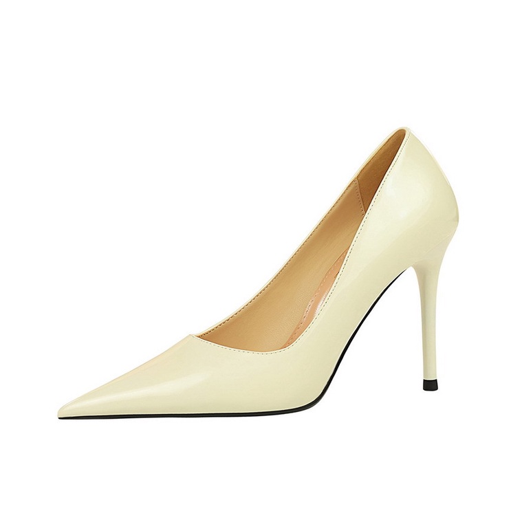 Giày cao gót BIGTREE Mall-6122-8 10cm mũi nhọn chất liệu da bóng có size lớn cho nữ