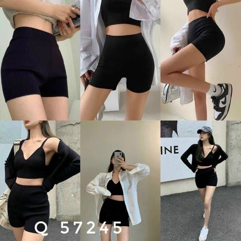Quần legging đùi, Quần Biker short dáng ngắn ôm bó vải cotton co giãn 4 chiều, cực kì tôn dáng dễ phối đồ
