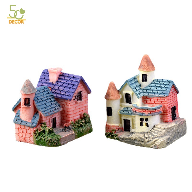 Mô hình nhà gạch mini tiểu cảnh trang trí phong cách châu Âu, trang trí bàn, trang trí nhà, trang trí vườn