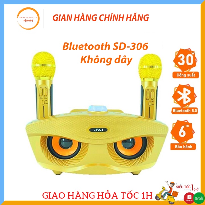 [Mã ELHACE giảm 4% đơn 300K] Loa Bluetooth SD-306 Không dây - loa karaoke mini tặng kèm 2 mic bluetooth - BH 6 THÁNG