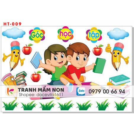 Decal mầm non- GÓC HỌC TẬP -2 khổ to 127x80