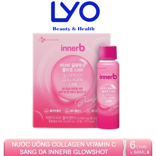 Nước uống Collagen Innerb Glowshot 3000 hộp 12 x 50ml và 6 x 50ml chai.