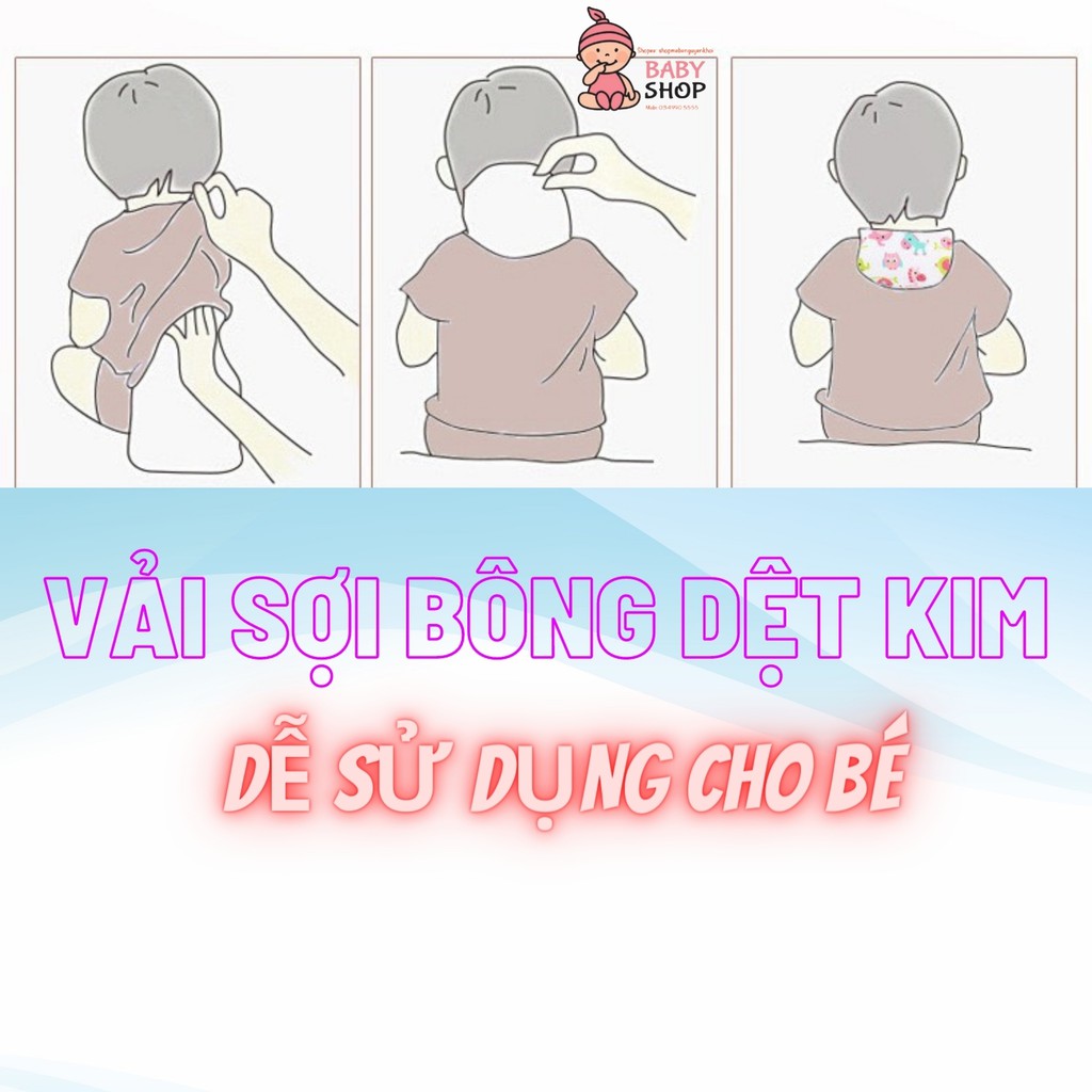 Khăn thấm mồ hôi lưng cho bé ,khăn siêu thấm chất liệu Cotton cho bé trai ,bé gái