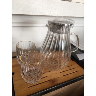 bình nước thuỷ tinh pha Lê nắp inox