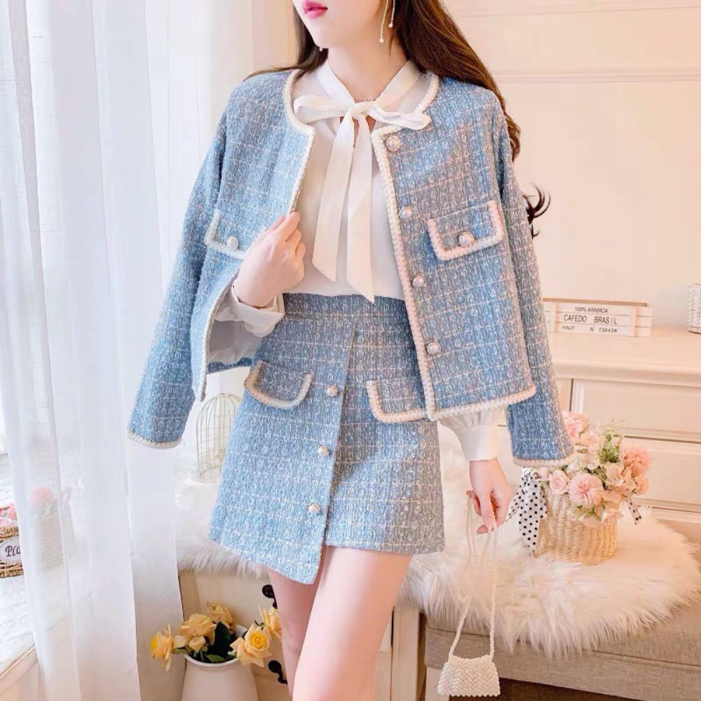 Set Áo Dạ Tweed Dày Dặn Chạy Viền Kèm Chân Váy LYLANSTORE Phong Cách Hàn Quốc Siêu Hot - Hàng Thiết Kế