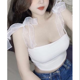 Áo thun croptop thắt nơ