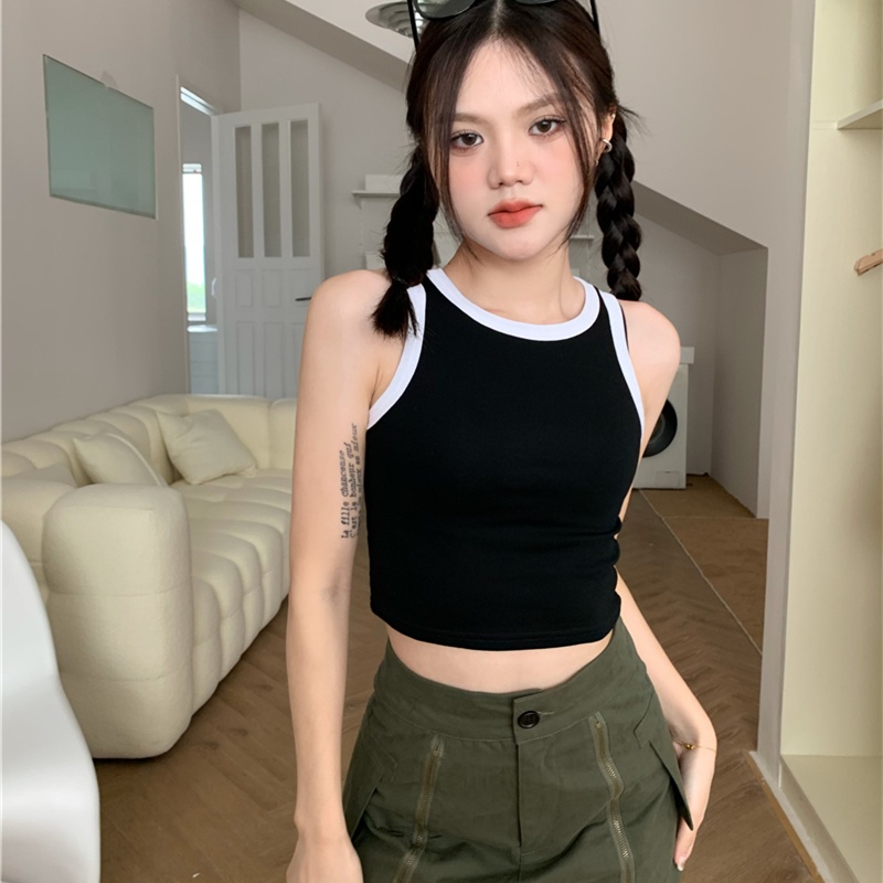 Áo Croptop Sát Nách Nhiều Màu Sắc Phong Cách Retro Thời Trang Cho Nữ