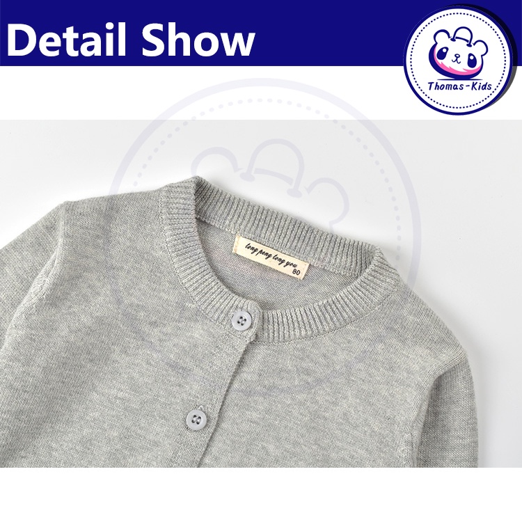 Áo Khoác Len Tay Dài Màu Trơn Dễ Thương Cho Bé 1-6 Tuổi