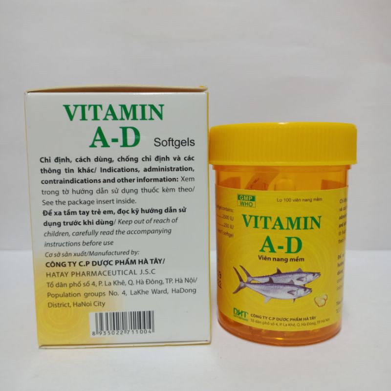 Vitamin A-D lọ 100 viên dược Hà Tây