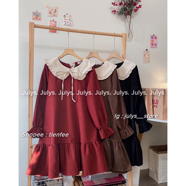 Váy nhung đuôi cá phối cổ nơ (ảnh thật shop chụp kèm video) | BigBuy360 - bigbuy360.vn