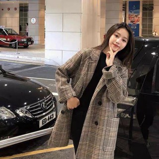 ÁO DẠ KẺ CARO NÂU MNG DÁNG DÀI