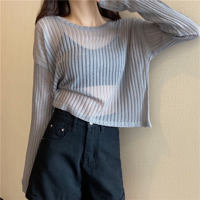 Áo Sơ Mi Tay Dài Dáng Rộng Thiết Kế Lỗ Lưới Chống Nắng Phong Cách Hàn Quốc Thời Trang Mới Cho Nữ