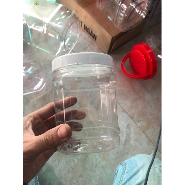 Hủ nhựa tròn hủ vuông trong hoa văn có nắp kèm quai  - DUY TÂN -5kg 7kg 10kg