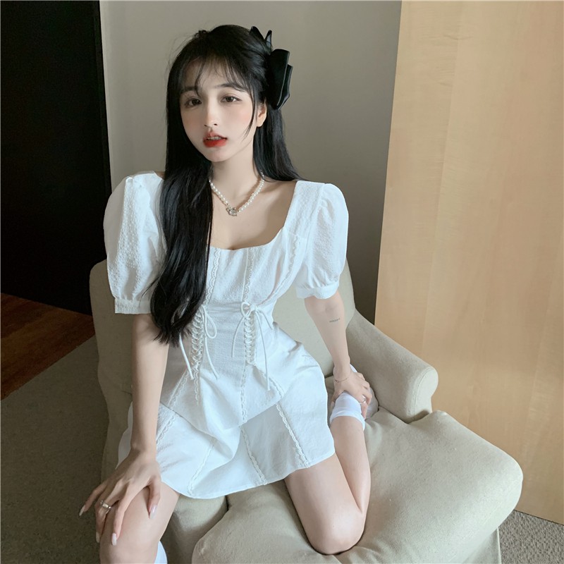 Đầm nữ trắng kiểu a dáng xòe Emilyshop