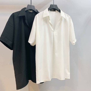 Áo Sơ Mi Style Hàn Quốc Unisex (Trắng/Đen)
