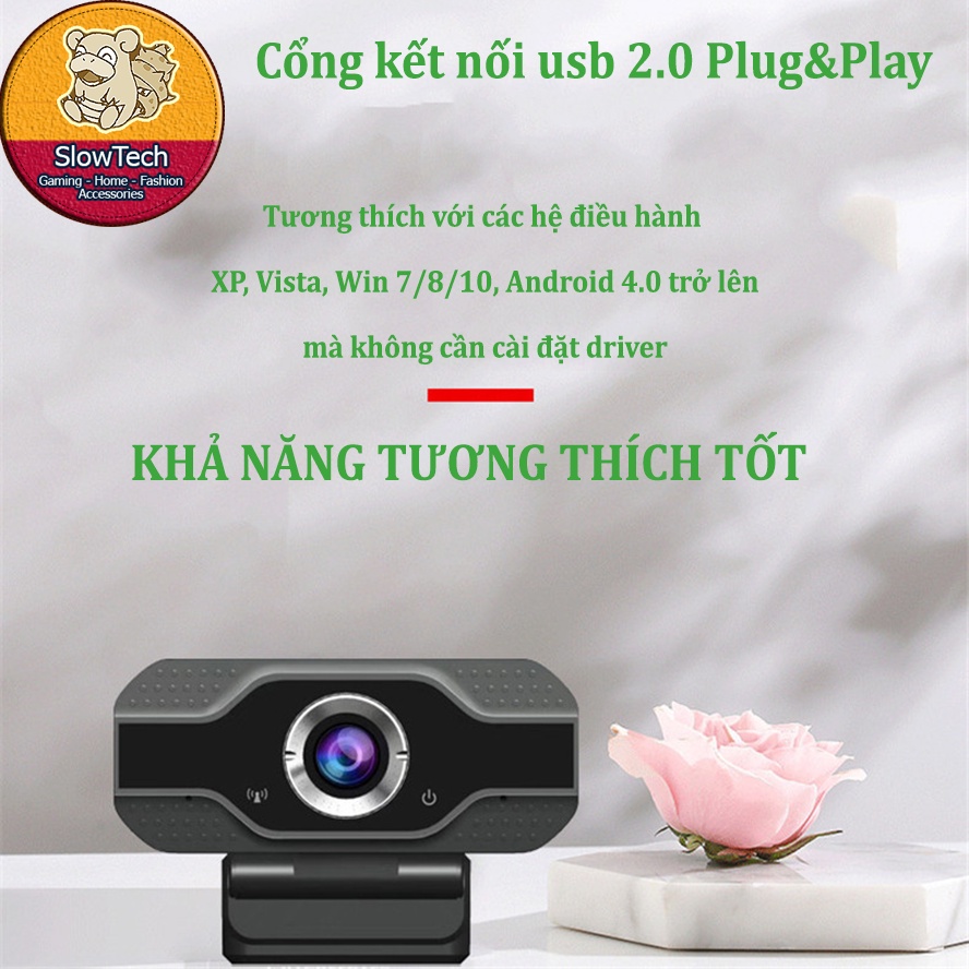 Webcam Dạy Và Học Trực Tuyến Độ Nét Full HD 1080P SLOWTECH B4, Có Chân Đế Để Bàn | BigBuy360 - bigbuy360.vn