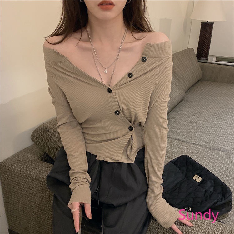 Áo Dệt Kim Tay Dài Thời Trang Mùa Thu Kiểu Hàn Quốc Cho Nữ