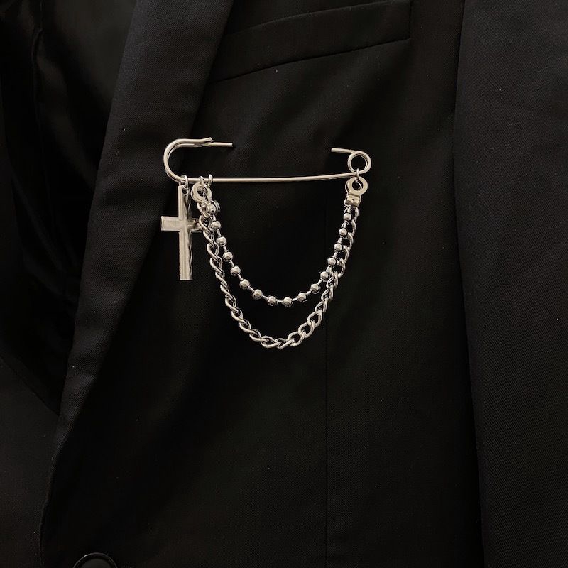 Ghim cài áo kiểu kim băng bằng kim loại hình thánh giá phong cách harajuku 22299