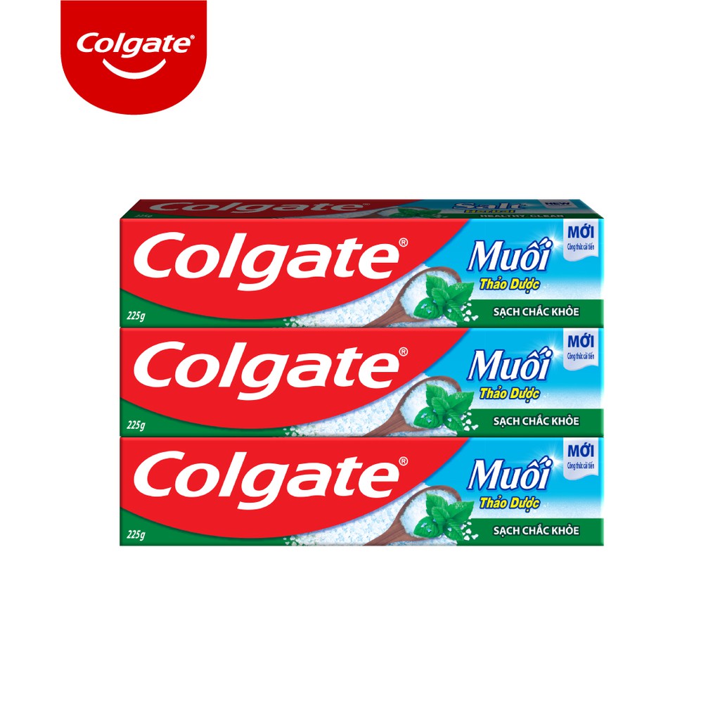 Bộ 3 Kem Đánh Răng Colgate Herbal Salt Muối Thảo Dược bảo vệ răng và nướu tối ưu 225g/tuýp