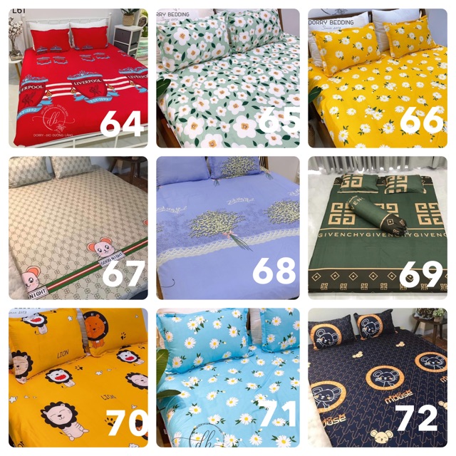 BỘ GA GỐI POLY 4 MÓN CHẤT VẢI POLY COTTONG ĐƯỢC CHỌN MẪU M6 HOẶC M8