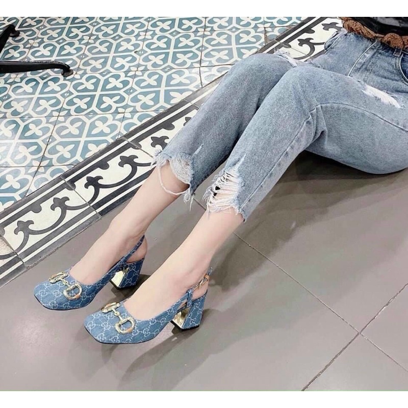 SANDAL GÓT VUÔNG JEA.NS KHOÁ GÓT CAO 6P