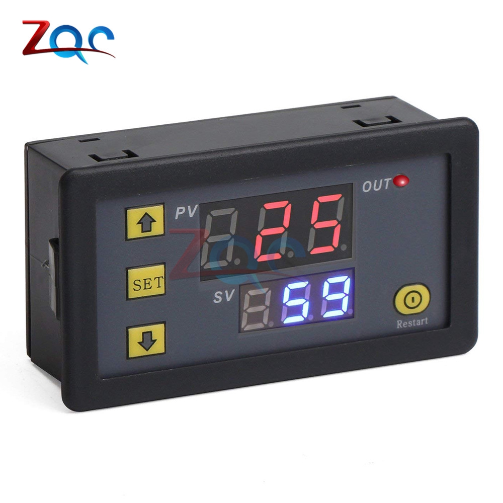 DC 12V AC 110V 220V cycle Time Timer Delay Relay LED Double Digital Display Timing Adjustable Power Supply 0-999