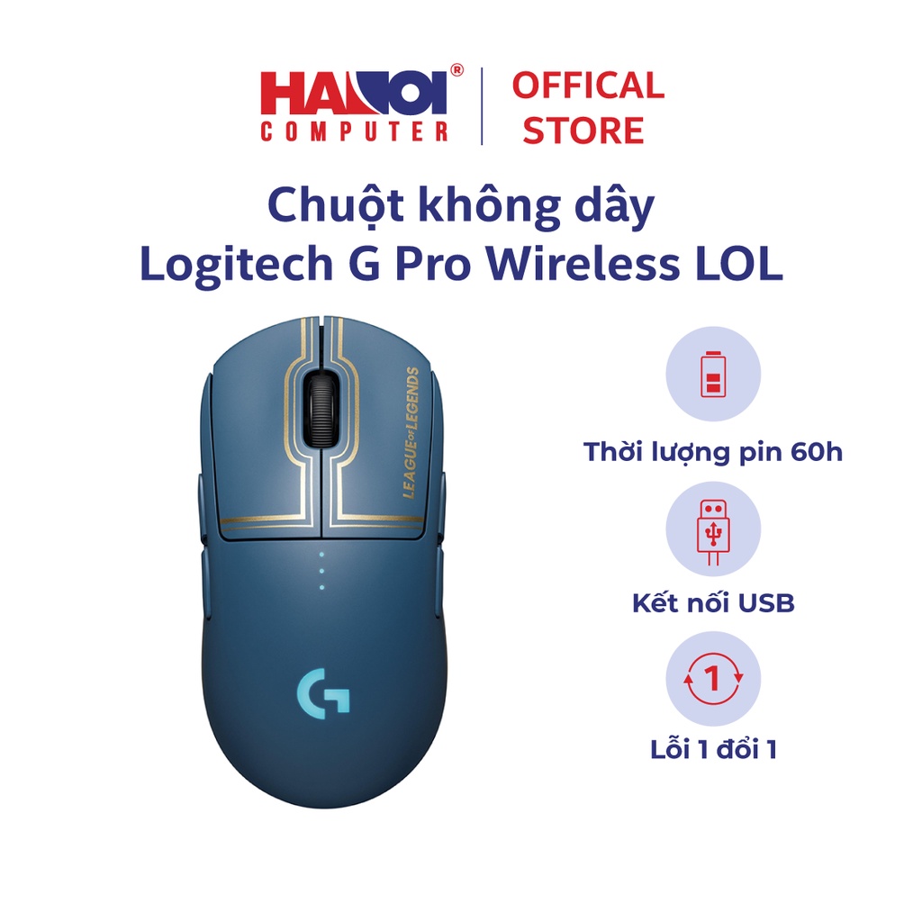 Chuột không dây Logitech G Pro Wireless trọng lượng siêu nhẹ, thời lượng pin sử dung lên tới 60h