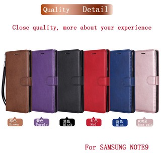 For Samsung galaxy Note 9 Plain Leather Flip Wallet Stand Phone Case Cover