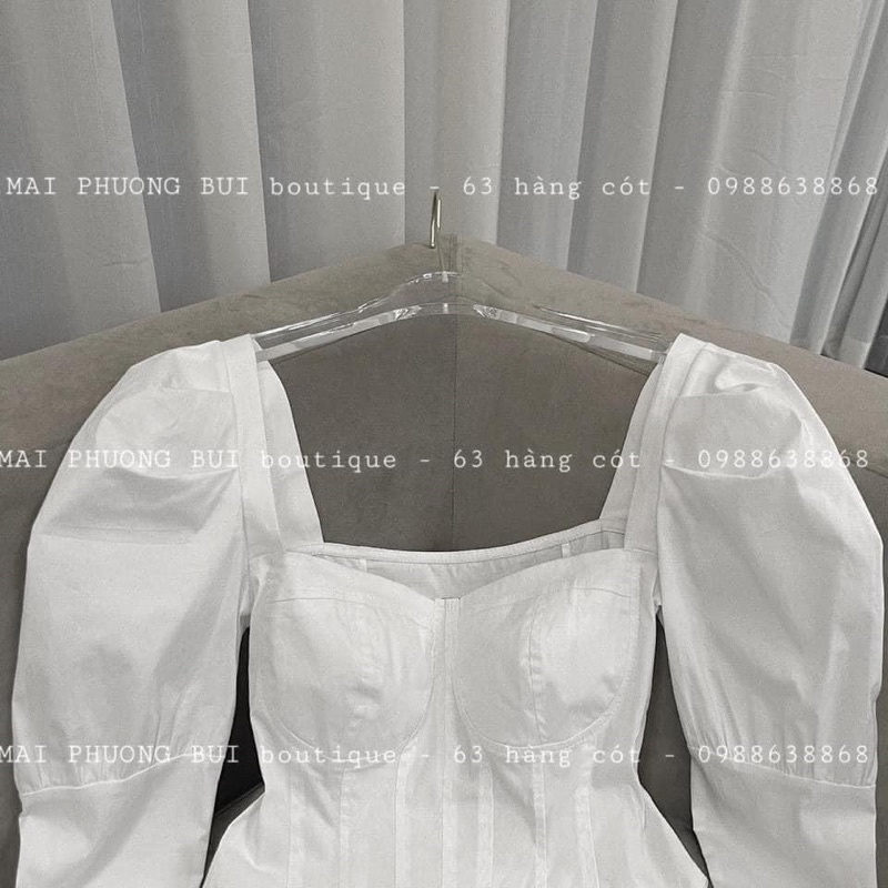 [Mã FAMARAL1 giảm 10K đơn 50K] Áo sơ mi cổ vuông vạt bầu (có đệm ngực)