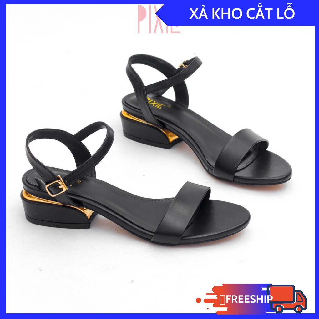 [THANH LÝ] Giày Sandal 3cm Quai Mảnh Đế Vuông Viền Kim Loại Pixie X429 Xả Lỗ Vốn