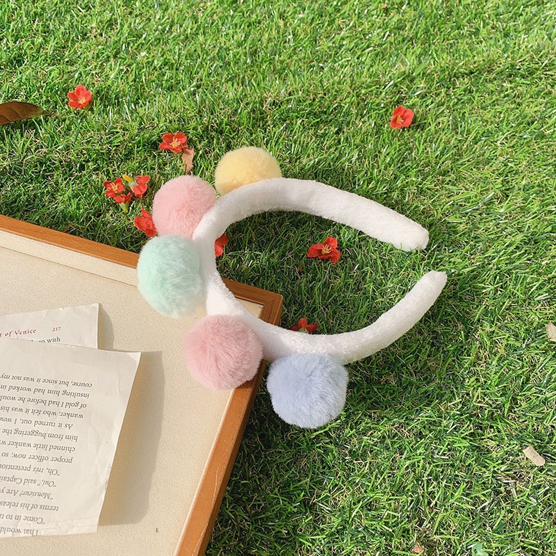 Băng Đô Cài Tóc Bản Rộng Đính Bóng Lông Màu Sắc Phong Cách Hàn Quốc Cho Nữ