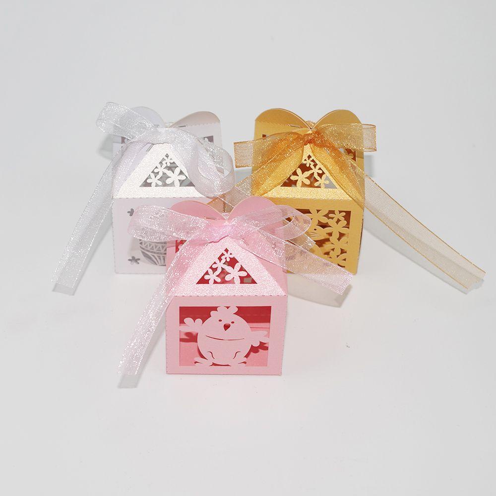 YOLA 10 Hộp Giấy Đựng Kẹo Trang Trí Ruy Băng Cắt Rỗng 2022