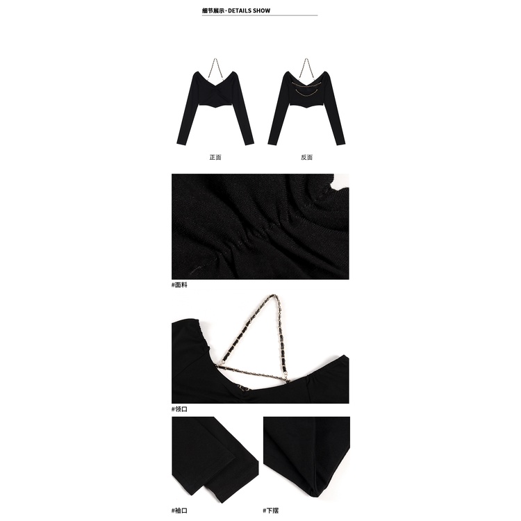 QADCOL  Áo Dệt Kim Tay Dài Hở Lưng Thời Trang Hàn Quốc Quyến Rũ Cho Nữ