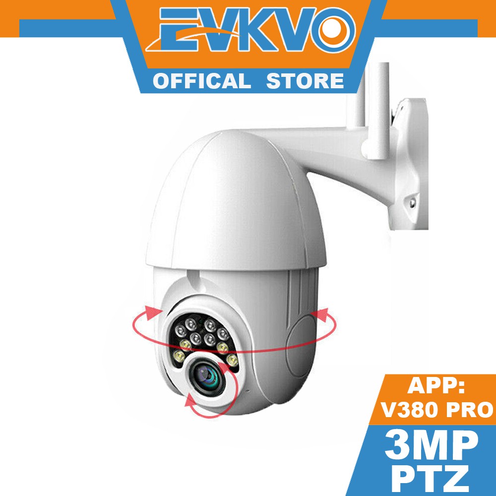 EVKVO - Tầm nhìn ban đêm đầy đủ màu sắc - 4X Digital ZOOM - V380 / V380 PRO APP Rotate Outdoor Waterproof FHD 3MP Wireless WIFI PTZ IP Camera CCTV Two Way Audio Motion Detection Alarm Speed Dome Home Security Surveillance Camera Humanoid Detection