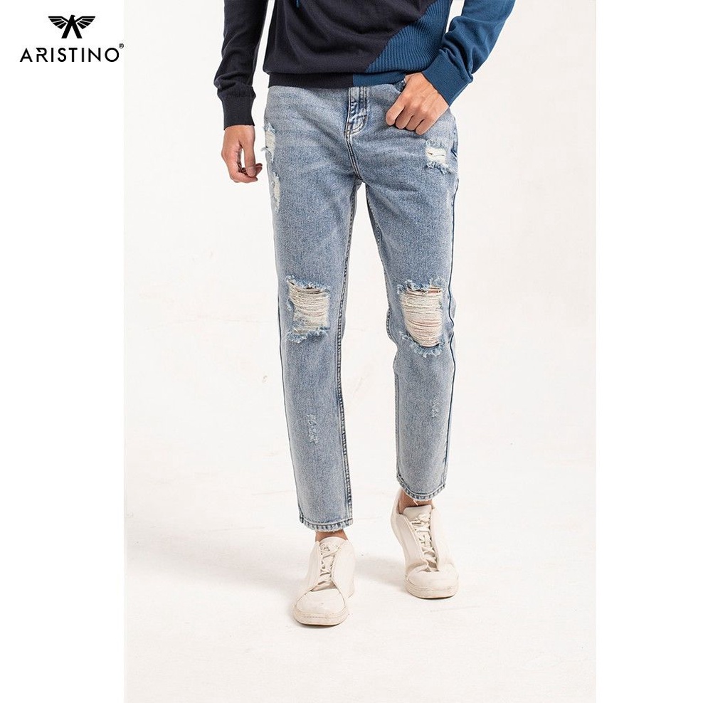 Quần Jeans nam ARISTINO suông rộng dáng casual fit, thiết kế trẻ trung, cotton đứng dáng - AJN00209