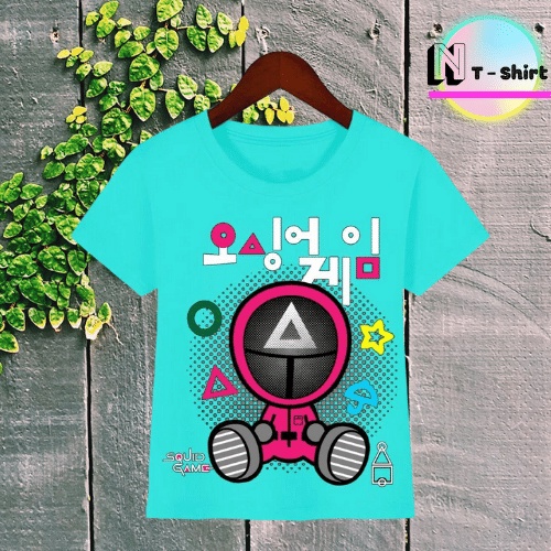 Áo thun trẻ em in hình Trò Chơi Con Mực SQUID GAME, Áo cotton xịn mặc mát thoải mái NTShirt 11