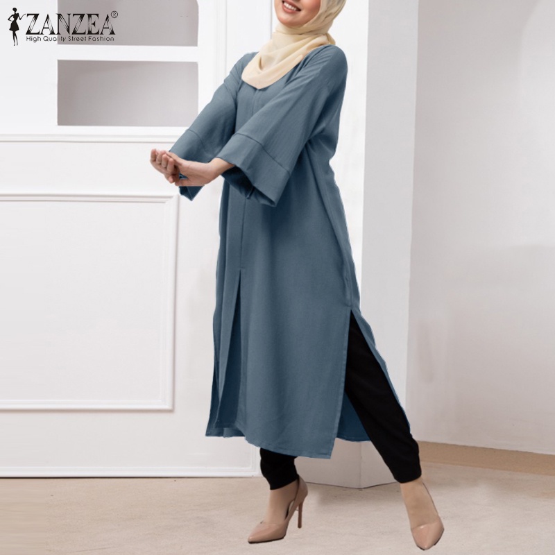 Đầm maxi Zanzea tay dài phong cách Hồi giáo cổ điển thời trang dành cho nữ
