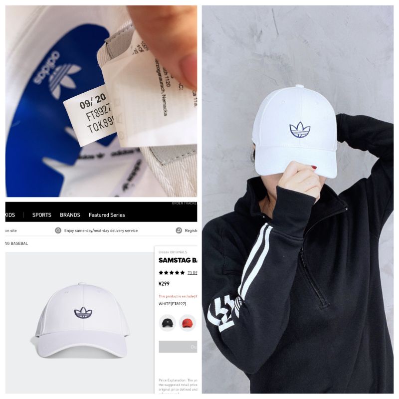FT8927 Mũ adidas ba lá trắng - Mũ lưỡi trai - Nón kết thời trang nam, nữ/SAMSTAG BASEBALL CAP
