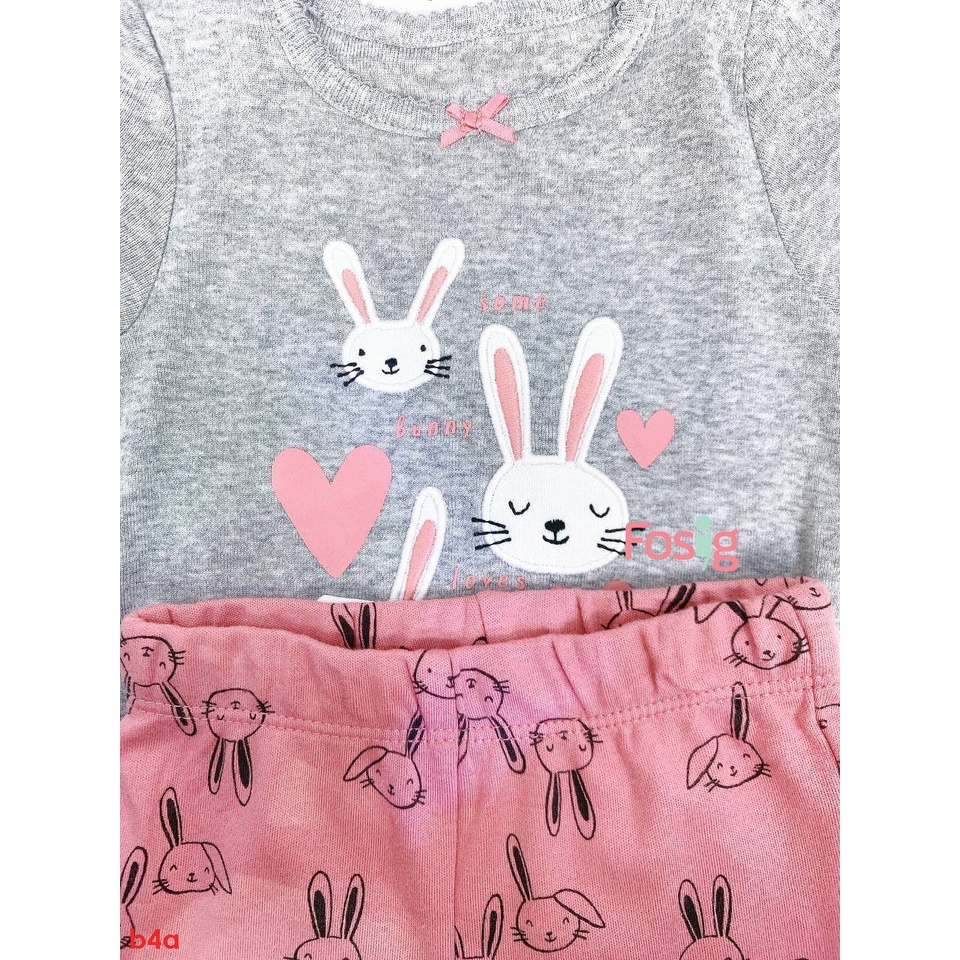 Set Bodysuit Và Quần Bé Gái Cter - Xám Đậm Thỏ