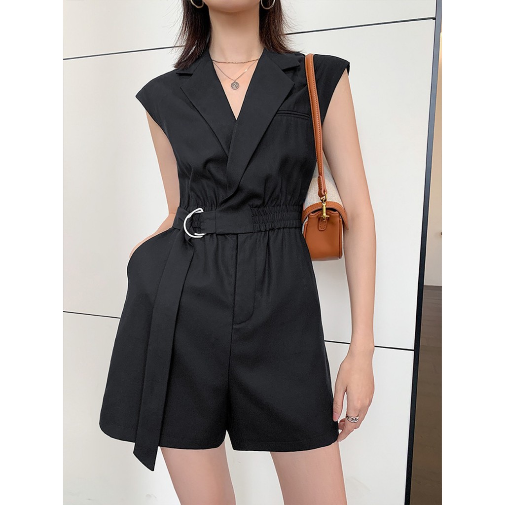 Jumpsuit áo không tay liền quần dáng ngắn thời trang cao cấp phong cách châu âu sang chảnh. hàng quảng châu SCC111