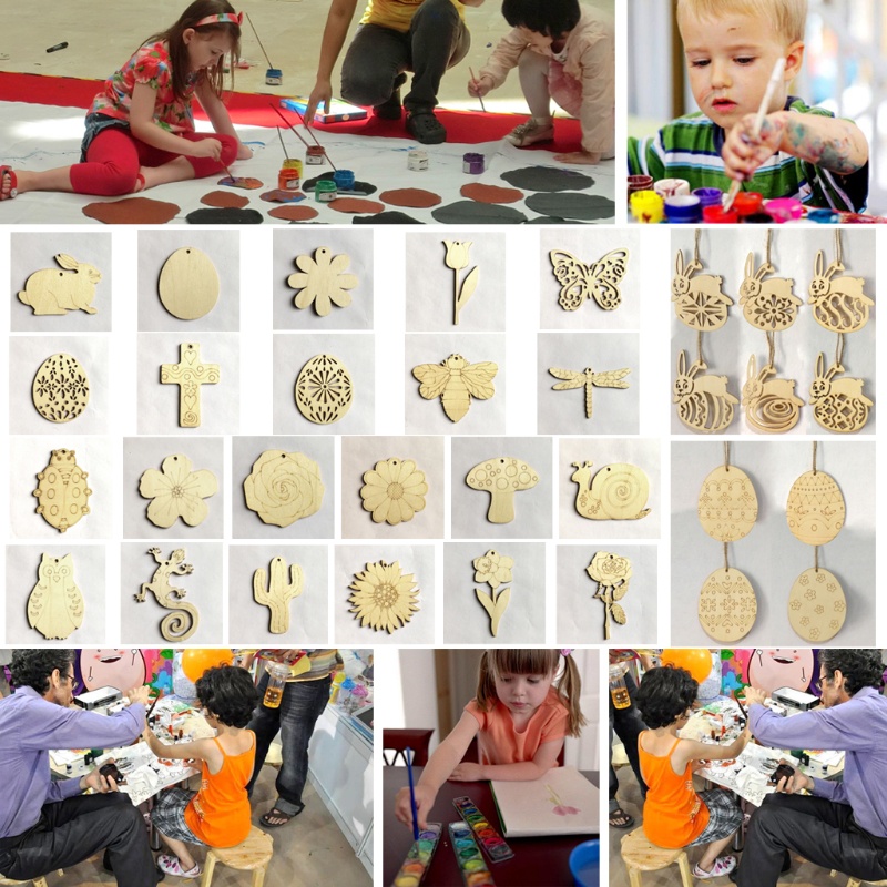 Set 10 Phụ Kiện Gỗ Treo Trang Trí Xinh Xắn