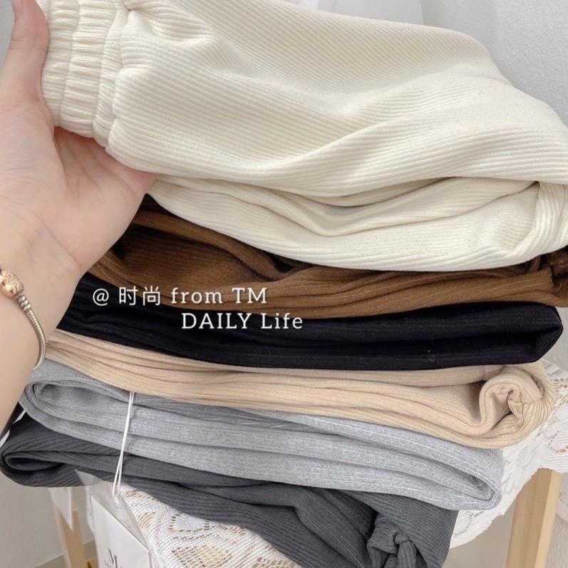 Quần jogger cạp chun bo gấu nỉ nhung tăm kiểu dáng Ulzzang hàng L1 dành cho nữ
