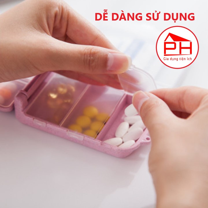 HỘP CHIA THUỐC 8 ngăn 3 tầng gấp gọn tiện lợi cho bé chất liệu nhựa LÚA MẠCH an toàn vệ sinh - Gia dụng Phước Hòa