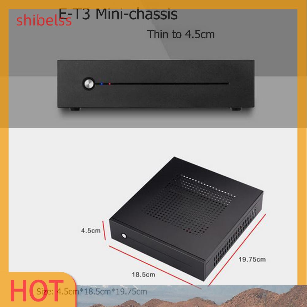 Shibelss E-T3 Mini-ITX Case Ultra Slim SECC Computer PC Chassis Support Wall Mount